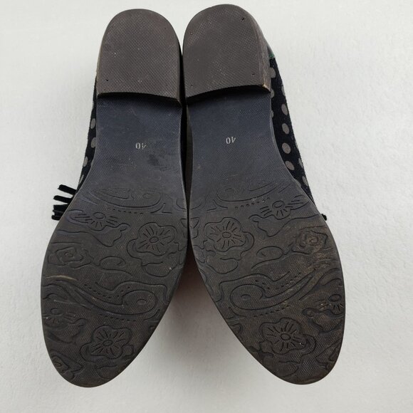 L'Artiste Spring Step Klasik Loafer Women 9 40 Black Suede Polka Dot Tassel Shoe - Picture 15 of 16